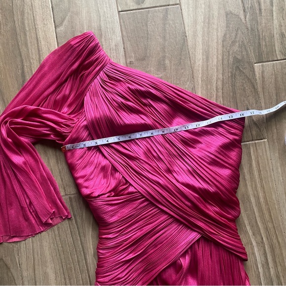 Maria Lucia Hohan Aquila pink pleated silk one shoulder long sleeve midi dress - Picture 16 of 16